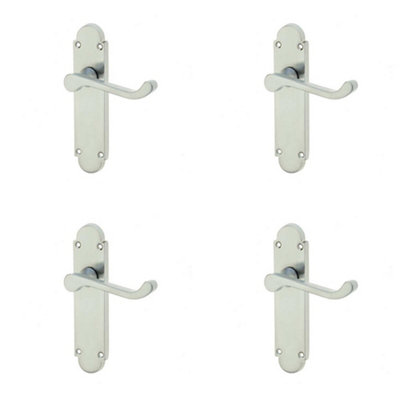 Loops 4 Pack Contemporary Satin Chrome Suite Door Handle For Interior DoorsInterior Lever On Backplate from B&Q