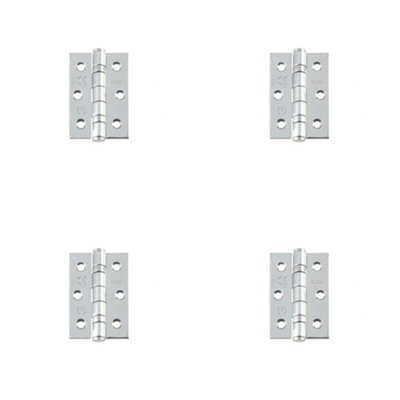 Loops 4 Pack Premium Stainless Steel Grade 7 Ball Bearing Hinge 76mm X 50mm Polished FinishDoor Hinges from B&Q
