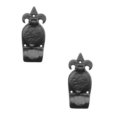 Loops 2 Pack Elegant Antique Fleur De Lys Cylinder Pull In Black123mmDoor Lock Plate from B&Q