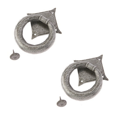 Loops 2 Pack Elegant 105mm Pewter Ring Door Knockers For Classic HomesExternal Outdoor Knocker from B&Q