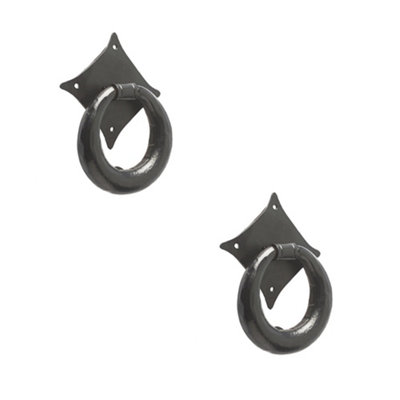 Loops 2 Pack Stylish 105mm Black Ring Door Knockers For Home EntrywaysExternal Outdoor Knocker from B&Q