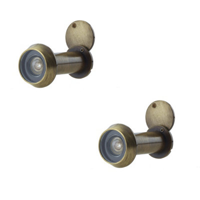 Loops 2 Pack 180 Degree Door Viewers For 35-55mm Doors With Intumescent Feature In Antique Brass Finish from B&Q