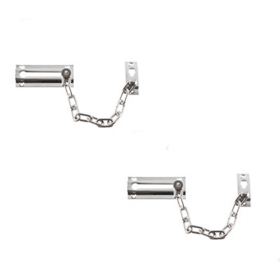 B&Q -  2 Pack Durable Polished Chrome Security Door Chains 200mmDoor Guard