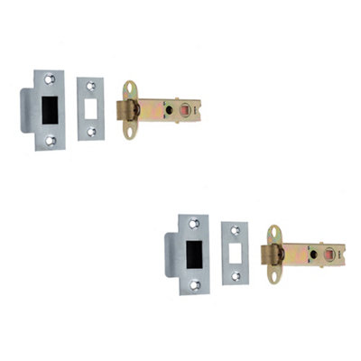 Loops 2 Pack High-Quality Double Sprung Tubular Latches 150mm In Polished Brass And Satin Chrome Finish from B&Q
