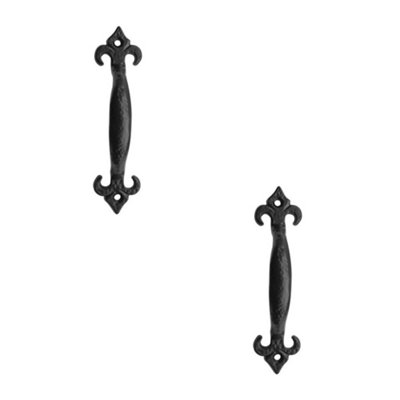 Loops 2 Pack Elegant Fleur De Lys Black Pull Handle 230mm For Cabinets And DrawersDoor Handle from B&Q