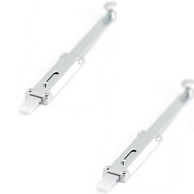 Loops 2 Pack Premium Architectural Door Bolts 300X35mm In Polished Chrome FinishDoor Bolt Lock from B&Q