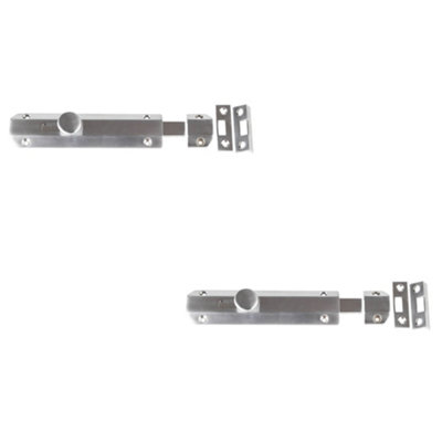 Loops 2 Pack Stylish Architectural Slide Door Bolts 150X35mm In Satin Nickel FinishDoor Bolt Lock from B&Q