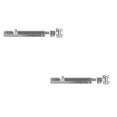 Loops 2 Pack Premium Architectural Slide Door Bolts 200X35mm In Satin Nickel FinishDoor Bolt Lock from B&Q