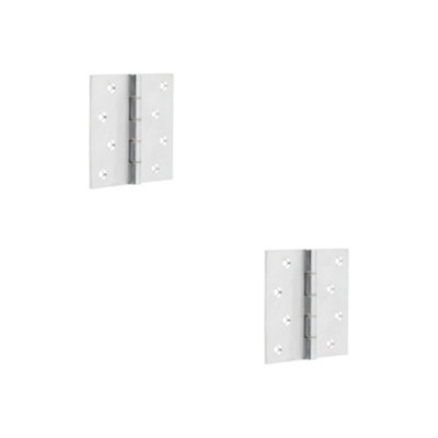 Loops 2 Pack High-Quality Satin Chrome Projection Hinge 102X102X3mm For Seamless FunctionalityDoor Hinges from B&Q
