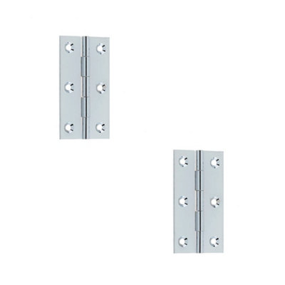Loops 2 Pack Premium Polished Chrome Plain Butt Hinge 76X42X1.5mm For Smooth OperationDoor Hinges from B&Q