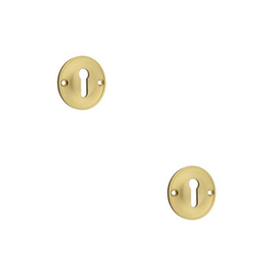 B&Q -  2 Pack 40mm Satin Brass Keyway Escutcheon For Luxurious HomesSolid Brass Key Hole Cover