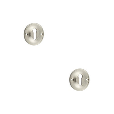 B&Q -  2 Pack Premium 40mm Keyway Escutcheon In Satin Nickel FinishSolid Brass Key Hole Cover