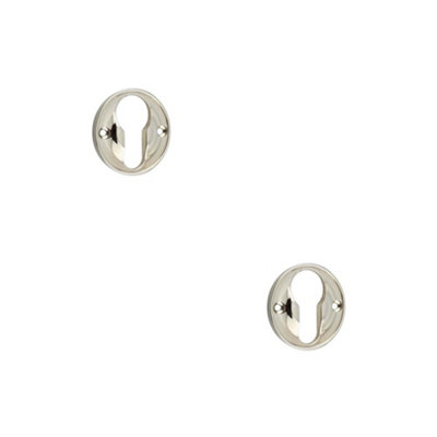 B&Q -  2 Pack Elegant 40mm Euro Profile Escutcheon In Polished Nickel For Luxurious HomesSolid Brass Key Hole Cover