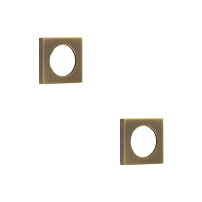 Loops 2 Pack Elegant Antique Brass Square Outer Rose For EscutcheonSolid Brass Key Hole Cover from B&Q