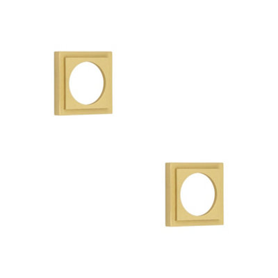 Loops 2 Pack Elegant Stepped Square Outer Rose In Satin Brass For Luxurious EscutcheonsSolid Brass Key Hole Cover from B&Q