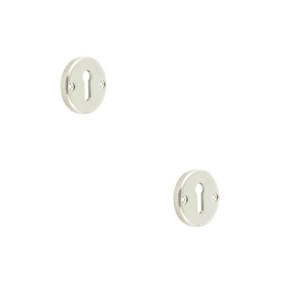 Loops 2 Pack Polished Nickel Knurled Keyway Escutcheon For DoorsSolid Brass Key Hole Cover from B&Q