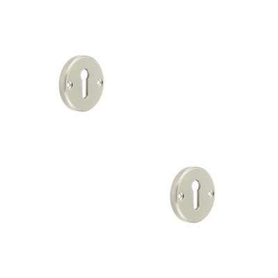 Loops 2 Pack Stylish Knurled Keyway Escutcheon In Satin Nickel For Elegant DoorsSolid Brass Key Hole Cover from B&Q