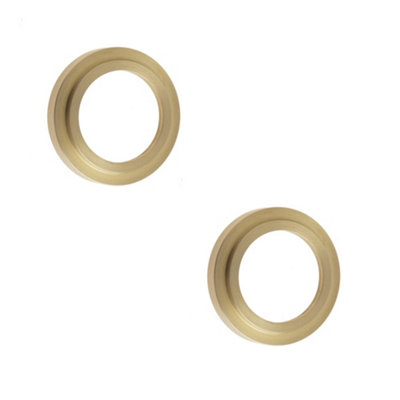 Loops 2 Pack Modern Satin Brass Stepped Outer Roses For EscutcheonsSolid Brass Key Hole Cover from B&Q