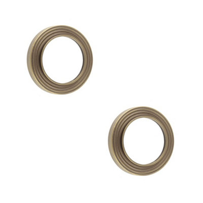 Loops 2 Pack Elegant Reeded Outer Roses For Escutcheons In Antique Brass FinishSolid Brass Key Hole Cover from B&Q