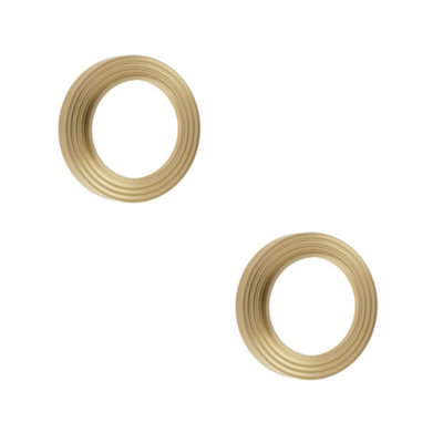 Loops 2 Pack Reeded Outer Roses For Escutcheons In Satin Brass FinishSolid Brass Key Hole Cover from B&Q