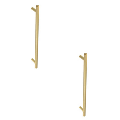 Loops 2 Pack Stylish Satin Brass Pull Handle 425mm For Modern InteriorsDoor Handle from B&Q