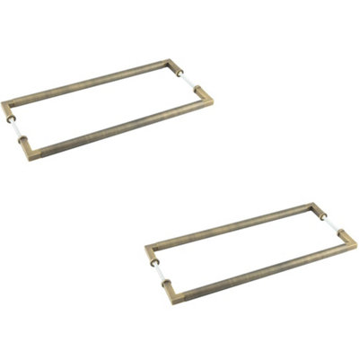 Loops 2 Pack Antique Brass Pull Handle 425mm Back To Back For Cabinets And DoorsDoor Handle from B&Q