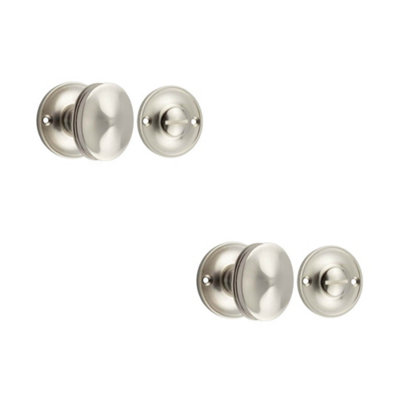 Loops 2 Pack Elegant Satin Nickel 40mm Turn & Release For Luxury DoorsDoor Handle from B&Q