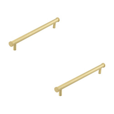 Loops 2 Pack Stylish Satin Brass Cabinet Handle With 224mm Center DistanceKitchen Drawer Pull Handle from B&Q