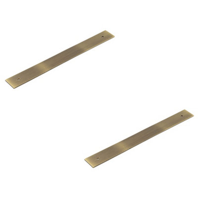 Loops 2 Pack Stylish Antique Brass Backplates For Cabinet Handle 268X30mmKitchen Drawer Pull Handle from B&Q