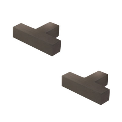 B&Q -  2 Pack Stylish T-Bar Square Cupboard Knob In Dark Bronze FinishKitchen Cabinet Knob