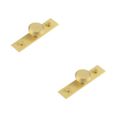 B&Q -  2 Pack Elegant 40mm Satin Brass Cupboard Knob With Stepped DesignKitchen Cabinet Knob