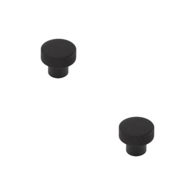 Loops 2 Pack Stylish 30mm Black Diamond Knurled Cupboard Knob For Modern InteriorsKitchen Cabinet Knob from B&Q