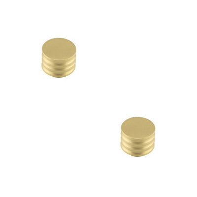 B&Q -  2 Pack Elegant 30mm Satin Brass Cupboard Knob With Unique Grooved DesignKitchen Cabinet Knob