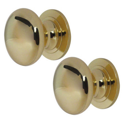 B&Q -  2 Pack Premium 32mm Polished Brass Cupboard Knob For Stylish FurnitureKitchen Cabinet Knob