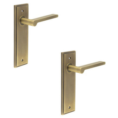 Loops 2 Pack Elegant Antique Brass Door Handle Latch Backplate For Luxurious InteriorsSolid Brass Interior Handle