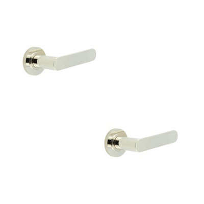 B&Q -  2 Pack Stylish Knurled Door Handle In Polished Nickel FinishSolid Brass Interior Handle