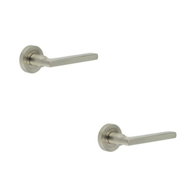 Loops 2 Pack Stylish Jet Door Handle In Satin Nickel For Modern InteriorsInterior Handle from B&Q