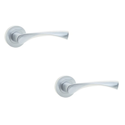 Loops 2 Pack Contemporary Satin Chrome Door Handle On Rose With Unique DesignInterior Handle from B&Q
