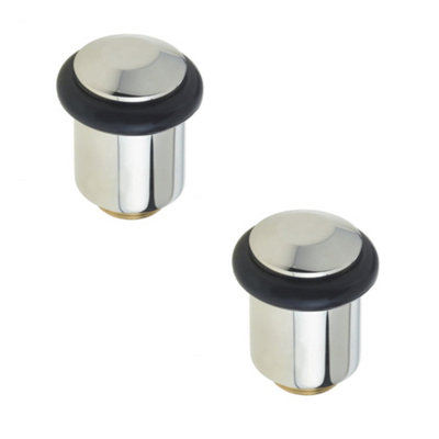 Loops 2 Pack Premium Chamfered Door Stops In Polished Nickel FinishSolid Brass & Rubber Stopper from B&Q