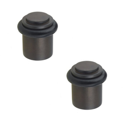 Loops 2 Pack Premium Dark Bronze Stepped Door Stops For Home And OfficeSolid Brass & Rubber Stopper from B&Q