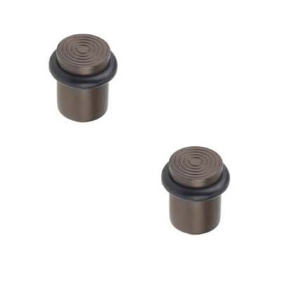 Loops 2 Pack Elegant Reeded Door Stops In Dark Bronze FinishSolid Brass & Rubber Stopper from B&Q