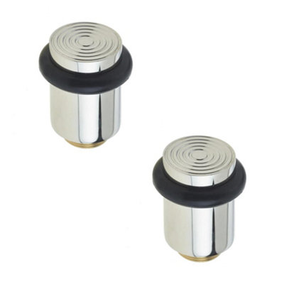 Loops 2 Pack Reeded Solid Brass Door Stops In Polished Nickel FinishSolid Brass & Rubber Stopper from B&Q