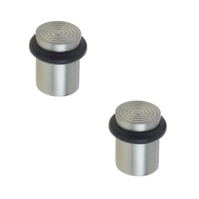 Loops 2 Pack Premium Reeded Door Stops In Satin Nickel FinishSolid Brass & Rubber Stopper from B&Q