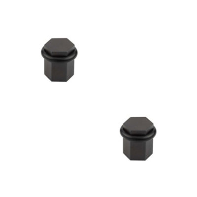 Loops 2 Pack Stylish Hexagonal Floor Mounted Doorstops In Dark Bronze FinishSolid Brass & Rubber Stopper from B&Q