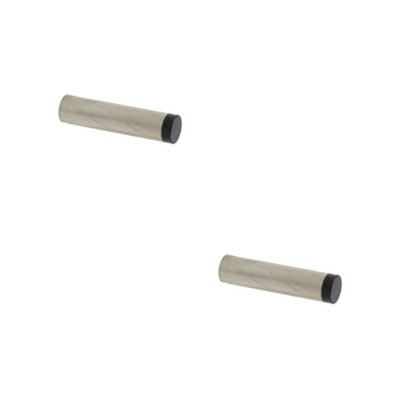 Loops 2 Pack Elegant Knurled Wall Mounted Doorstop In Satin Nickel FinishSolid Brass & Rubber Stopper from B&Q
