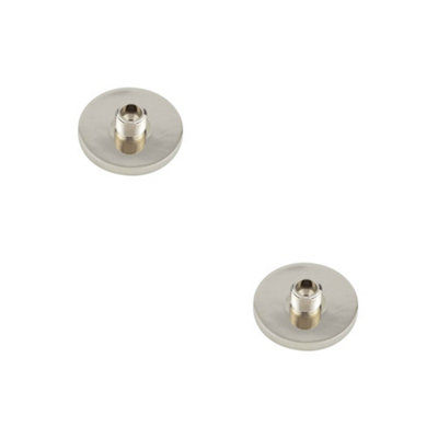 Loops 2 Pack Stylish 50mm Knurled Base Wall Mounted Doorstops In Polished Nickel FinishSolid Brass & Rubber Stopper from B&Q