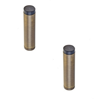 Loops 2 Pack Stylish Wall Mounted Door Stop In Antique Brass FinishSolid Brass & Rubber Stopper from B&Q