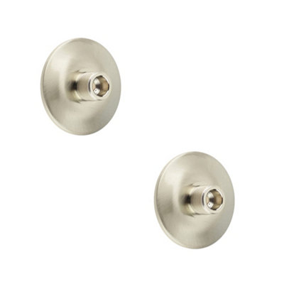 Loops 2 Pack Stylish Chamfered Base Wall Mounted Doorstop In Satin Nickel FinishSolid Brass & Rubber Stopper from B&Q