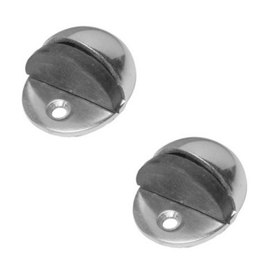 Loops 2 Pack Premium Satin Anodised Aluminium Floor Mounted Door Stops50X40mmRubber Stopper Protector from B&Q