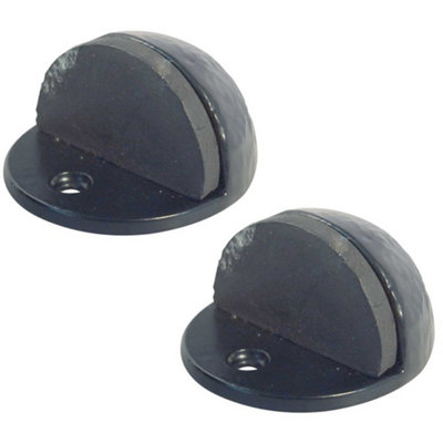 Loops 2 Pack Durable Black Antique Floor Mounted Doorstops44X26mmRubber Stopper Protector from B&Q